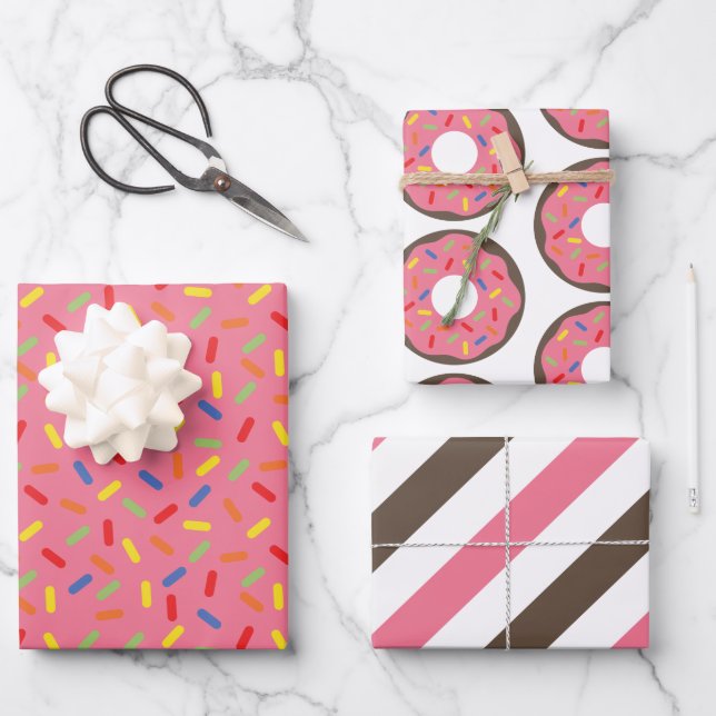 Sprinkles Donuts Stripes Gift Wrap Sheets (Front)