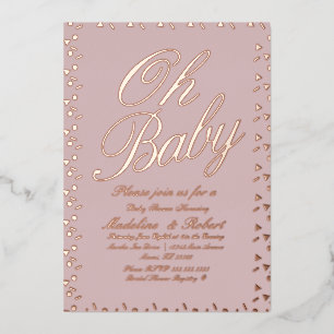 Sprinkles Dots Confetti Baby Shower Pink Pressed Foil Invitation