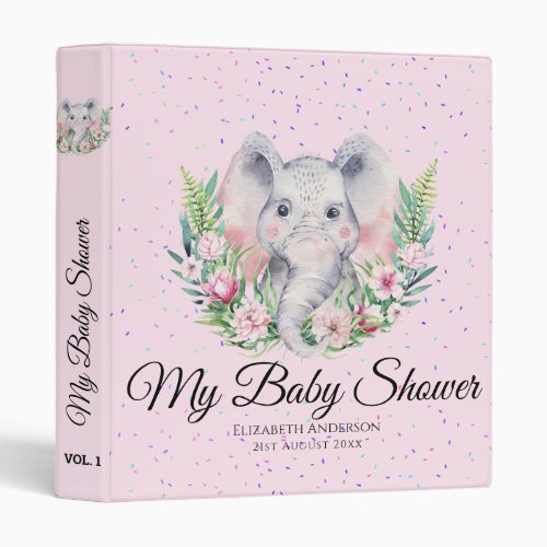 Sprinkles Elephant BABY SHOWER Album Planner Notes 3 Ring Binder