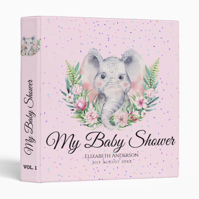Sprinkles Elephant BABY SHOWER Album Planner Notes 3 Ring Binder (Front/Spine)