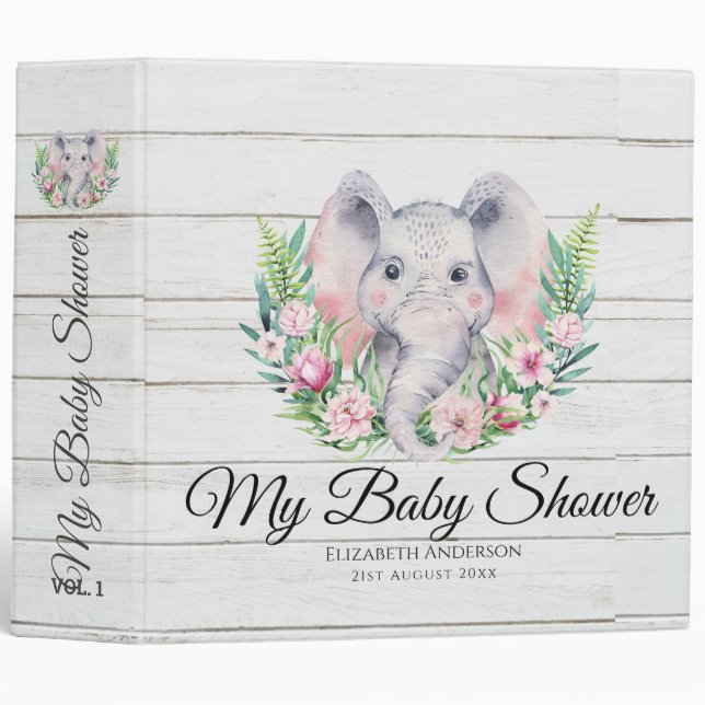 Sprinkles Elephant BABY SHOWER Album Planner Notes 3 Ring Binder (Front/Spine)