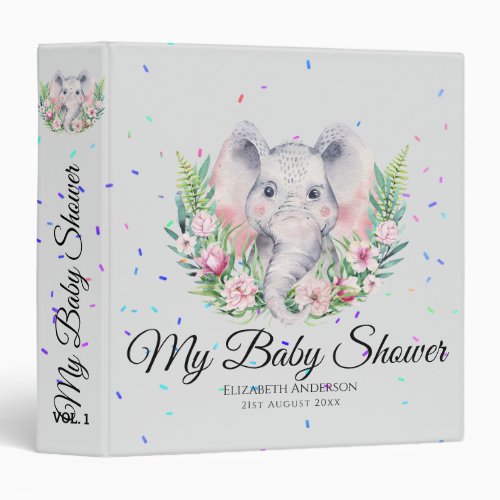 Sprinkles Elephant BABY SHOWER Album Planner Notes 3 Ring Binder