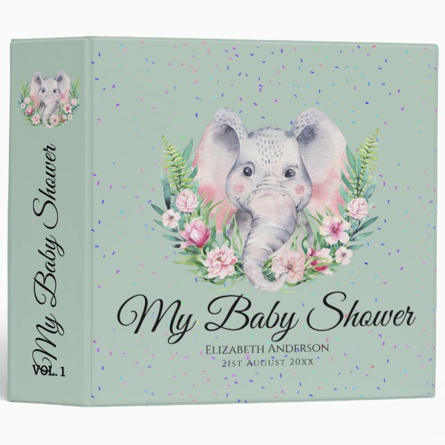 Sprinkles Elephant BABY SHOWER Album Planner Notes 3 Ring Binder (Front/Spine)