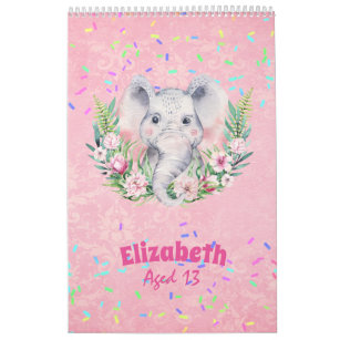 Sprinkles Elephant Boho Floral Girls NAMED Gift Calendar