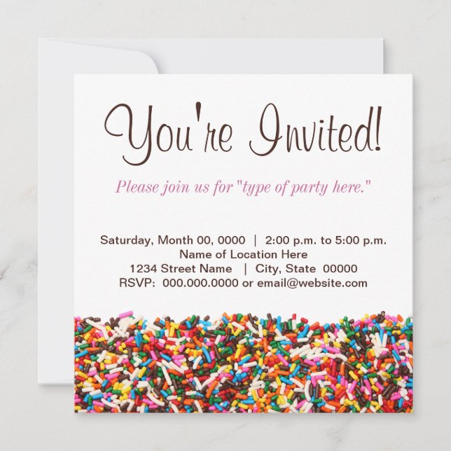 Sprinkles-Filled Party Invitation (Front)