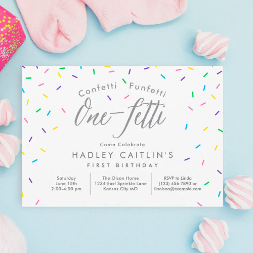 Sprinkles First Birthday Invitation, Cute confetti