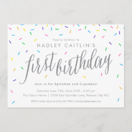 Sprinkles First Birthday Invitation, Cute & Modern Invitation