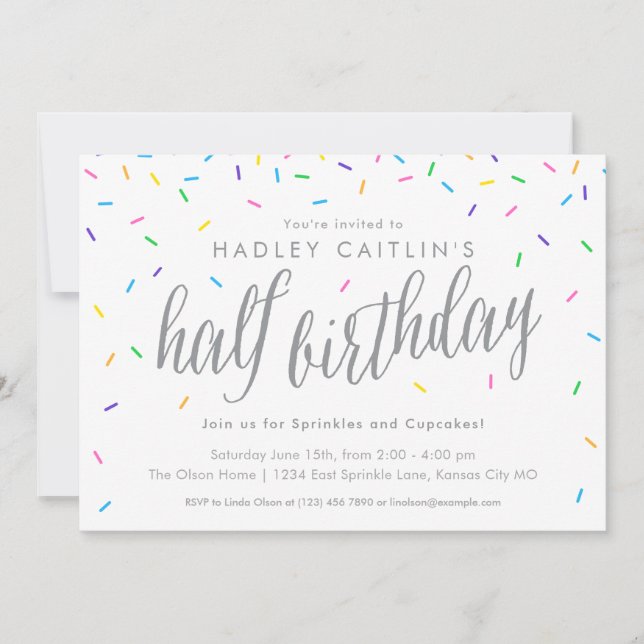 Sprinkles Half Birthday Invitation, Cute & Modern Invitation (Front)