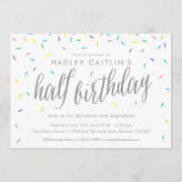 Sprinkles Half Birthday Invitation, Cute & Modern