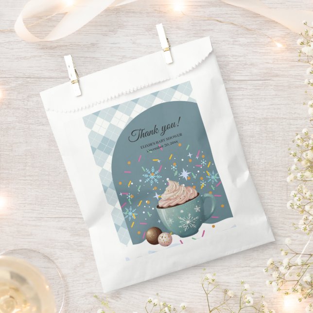 Sprinkles Hot Cocoa Winter Snowflakes Baby Shower Favor Bag (Clipped)