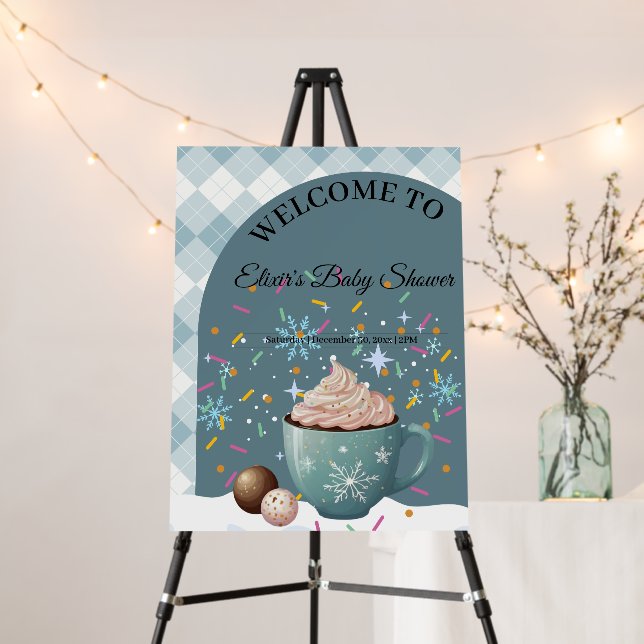 Sprinkles Hot Cocoa Winter Snowflakes Baby Shower Foam Board (In Situ (Stand))