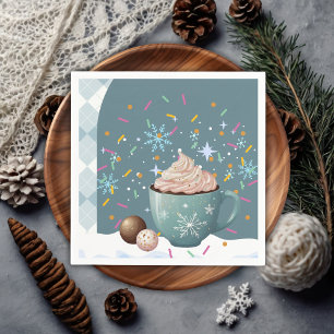 Sprinkles Hot Cocoa Winter Snowflakes Baby Shower Napkins