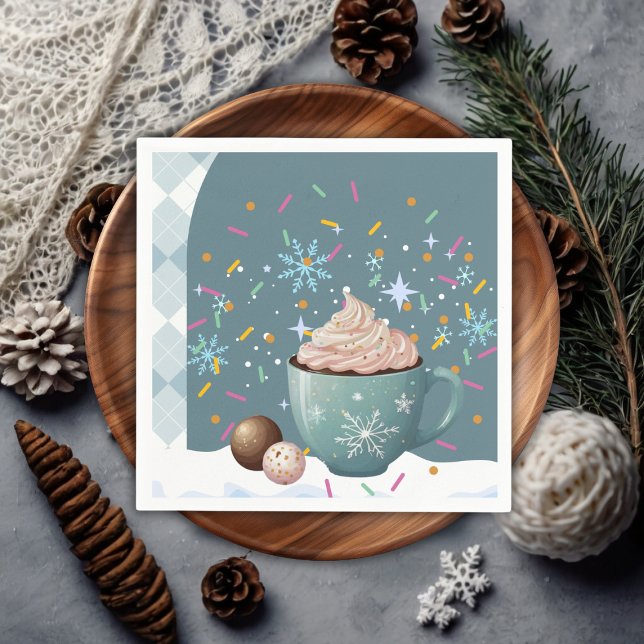 Sprinkles Hot Cocoa Winter Snowflakes Baby Shower Napkins (Creator Uploaded)