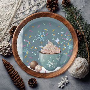 Sprinkles Hot Cocoa Winter Snowflakes Baby Shower Paper Plates