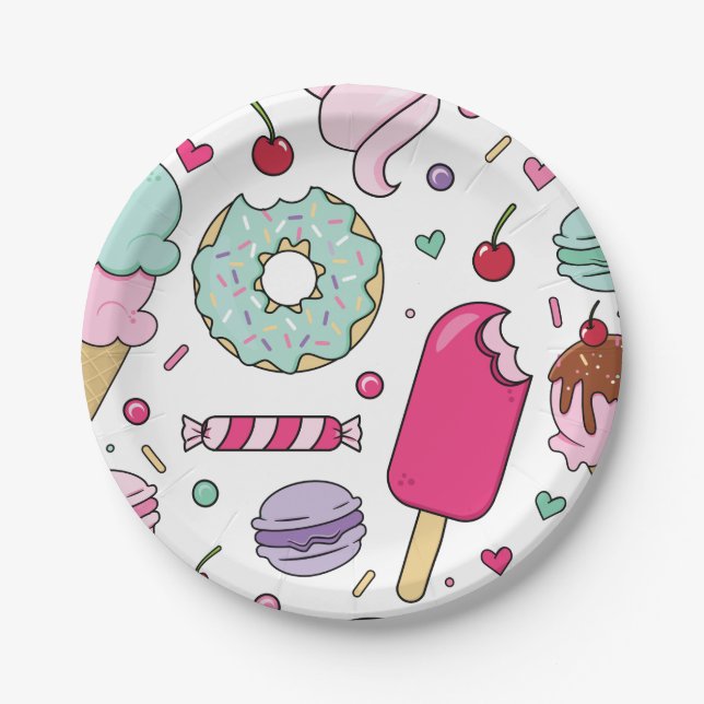 Sprinkles Ice Cream and Cake Birthday Paper Plates (Front)