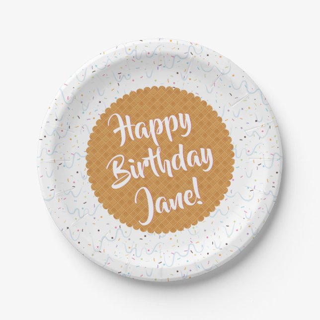 Sprinkles Ice Cream Birthday Paper Plates (Front)