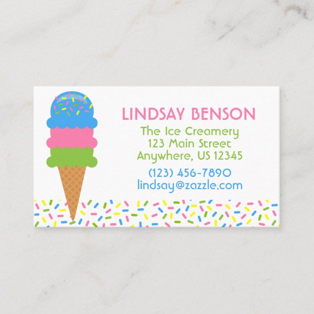 Sprinkles Ice Cream Cone Business Calling Cards (Front)