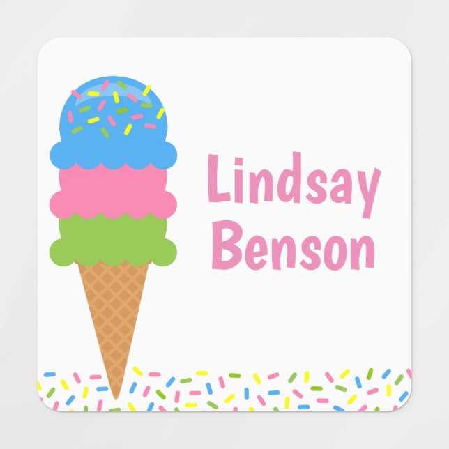 Sprinkles Ice Cream Cone Clothing Labels (Design 1)