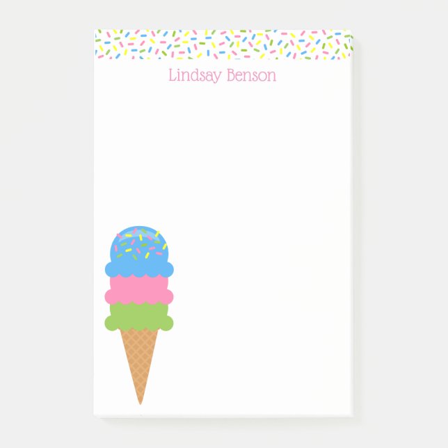 Sprinkles Ice Cream Cone Custom Notepad (Front)