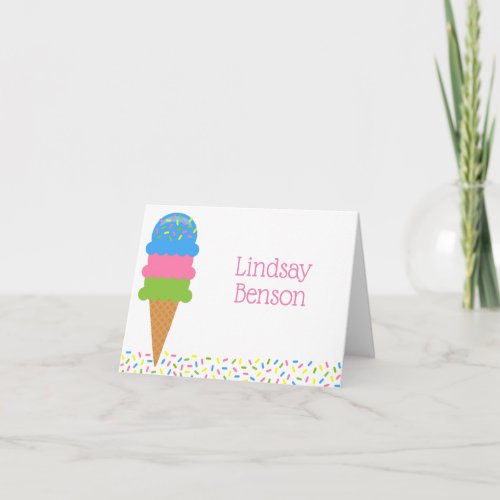 Sprinkles Ice Cream Cone Folded Note Cards