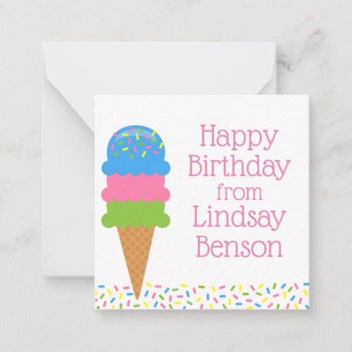 Sprinkles Ice Cream Cone Personalized Gift Cards