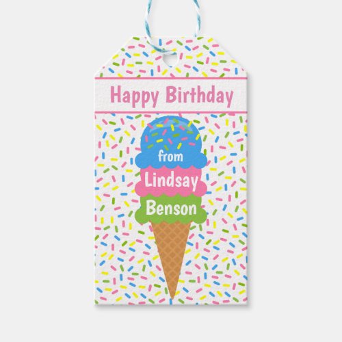 Sprinkles Ice Cream Cone Personalized Gift Tags