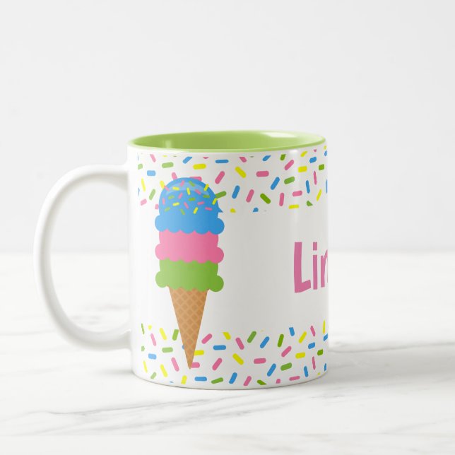 Sprinkles Ice Cream Cone Personalized Mug (Left)