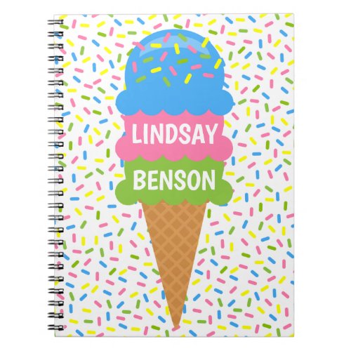 Sprinkles Ice Cream Cone Personalized Notebook