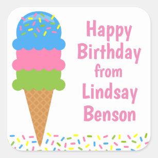 Sprinkles Ice Cream Cone Personalized Stickers