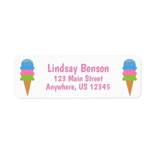 Sprinkles Ice Cream Cone Return Address Labels (Front)