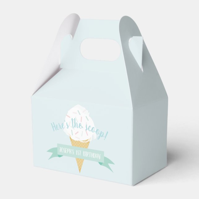 Sprinkles Ice Cream Here's the Scoop Birthday Favor Boxes (Front Side)