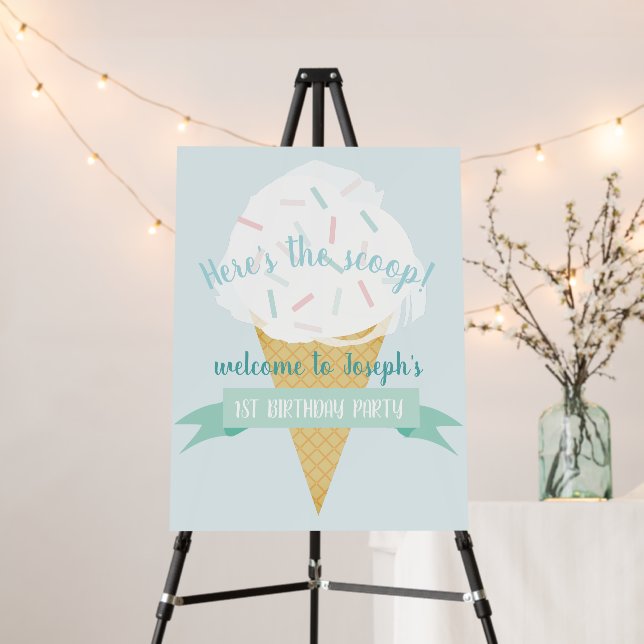 Sprinkles Ice Cream Here's the Scoop Birthday Foam Board (In Situ (Stand))