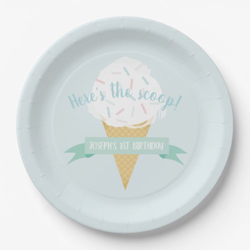 Sprinkles Ice Cream Heres the Scoop Birthday Paper Plates