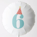 Sprinkles kids age birthday ballon balloon<br><div class="desc">A modern kids birthday balloon featuring large customizable age and striped party hat.</div>