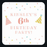 Sprinkles kids birthday party favor sticker<br><div class="desc">A festive kids birthday party favor sticker featuring rainbow sprinkles and hand drawn party hats and customizable name and age.</div>