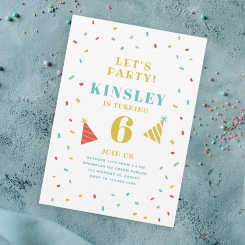Sprinkles kids birthday party invitation