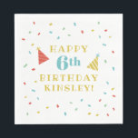 Sprinkles kids birthday party napkins<br><div class="desc">A festive kids birthday party napkin featuring rainbow sprinkles,  large age and hand drawn party hats.</div>