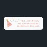 Sprinkles kids Birthday party return address label<br><div class="desc">A cute return address label for a kids birthday party featuring rainbow confetti sprinkles and a stripe party hat.</div>