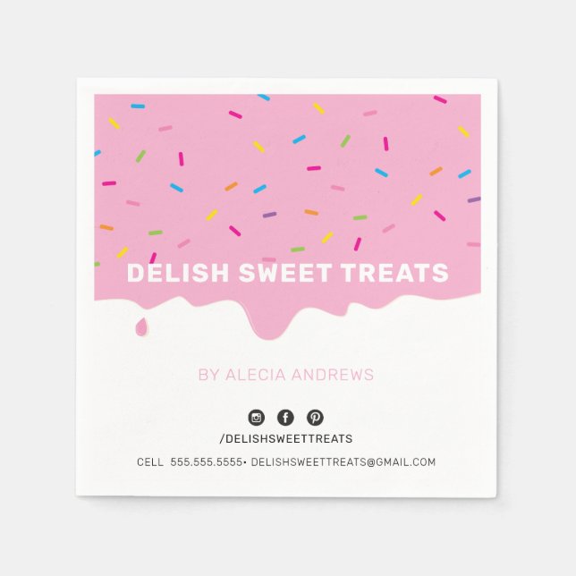 SPRINKLES modern cute frosting drip sprinkles pink Napkins (Front)