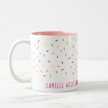 Sprinkles Modern Cute Patterned Colorful Fun Party Two-tone Coffee Mug by edgeplus at Zazzle