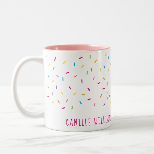 SPRINKLES modern cute patterned colorful fun party Two_Tone Coffee Mug