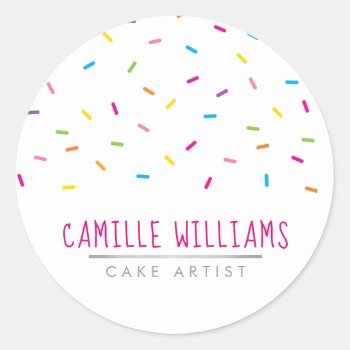 Sprinkles Modern Cute Patterned Colorful Party Classic Round Sticker by edgeplus at Zazzle