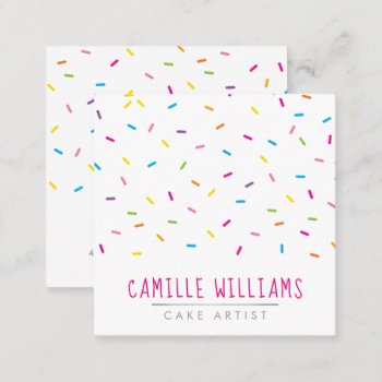 Sprinkles Modern Cute Patterned Colorful Party Square Business Card by edgeplus at Zazzle