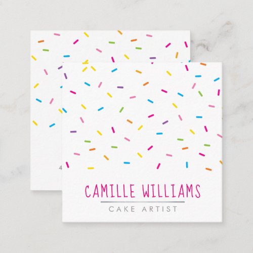 SPRINKLES modern cute patterned colorful party Square Business Card