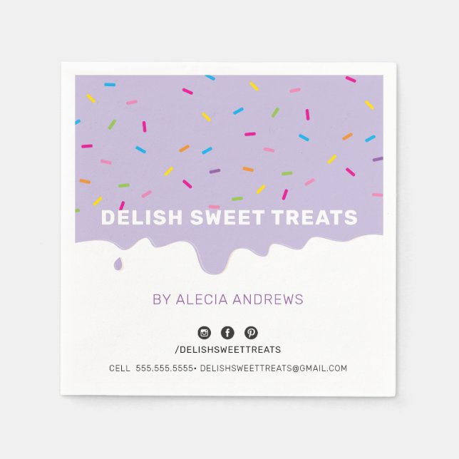SPRINKLES modern frosting drip sprinkles purple Napkins (Front)