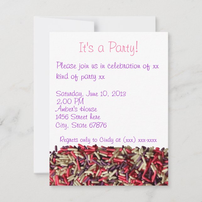 Sprinkles party invitation (Front)