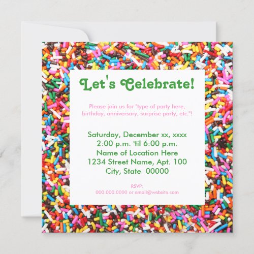 Sprinkles Party Invitations