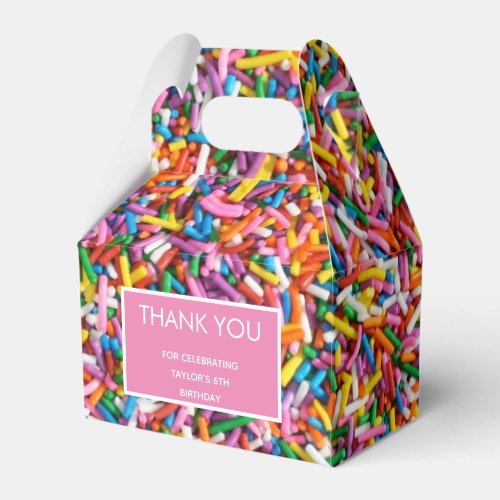 Sprinkles Rainbow Birthday Party Pink Thank You Favor Box - Sprinkles Rainbow Birthday Party Pink Thank You Favor Box