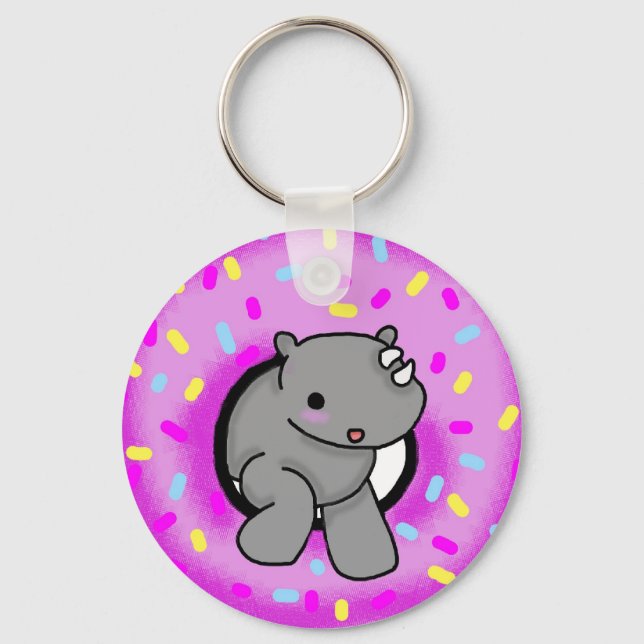Sprinkles the Rhino Keychain (Front)