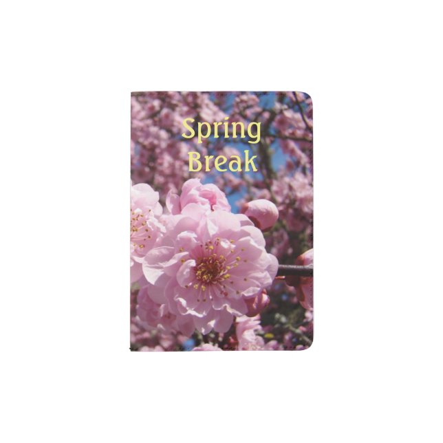 Sprint Break Passport Holder Pink Tree Blossoms (Front)